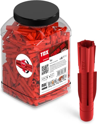 Universele Plug TRI 8 x 51 mm - 400 Stuks in Robuuste Blik - Geschikt voor Diverse Bouwmaterialen