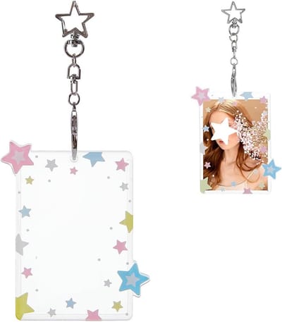Fotokaart Houder - Sleutelhanger Beschermhoes - Fan Accessoire - Transparant Acryl - 7cm Kaarten - Helder