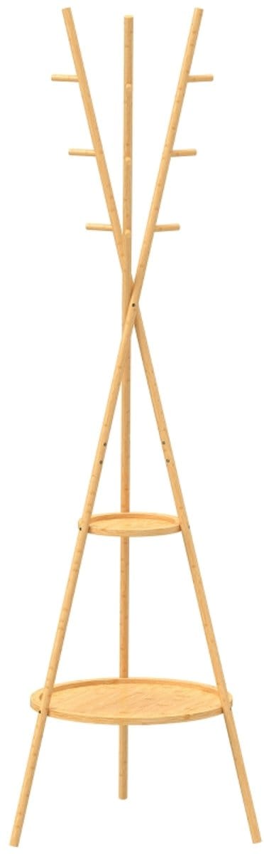 Clruro Kapstok - 58.5 × 58.5 × 176 cm - met Haken - Naturel