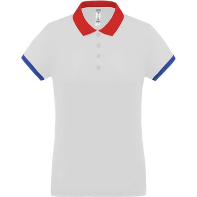 Damessportpolo 'Proact' met korte mouwen White/Red/Royal Blue - XS