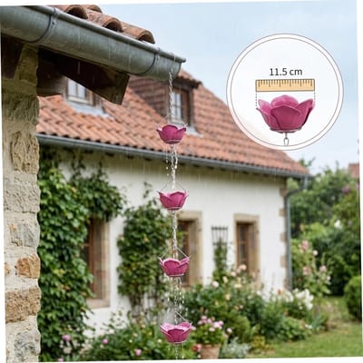 Regenkettingen - Waterornament Gootketting - Tuindecoratie - Bloemenontwerp - 225 cm - Zwart