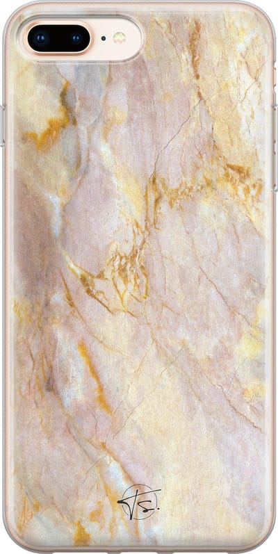 Hoesje geschikt voor iPhone 8 Plus - Stay Golden Marble - Soft Case - TPU - Marmer - Goud - ELLECHIQ