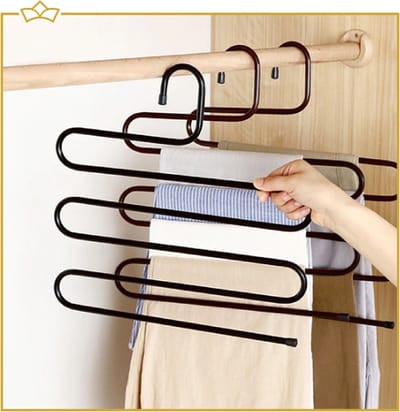 ATTREZZO® Kledinghangers - 3-pack - Zwart - Broekhangers geschikt voor 5 broeken - Kapstok voor broeken - Kledinghanger