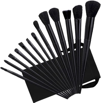 Complete Set van 13 Professionele Make-upkwasten voor Foundation, Blush en Lippenstift met Opbergtas voor Thuis en Reizen van Synthetische Vezels