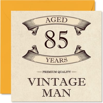Verjaardagskaart Mannen - 85 Jaar - Gefeliciteerd Zeggen - Binnenkant Blanco - 145 x 145 mm - Vintage