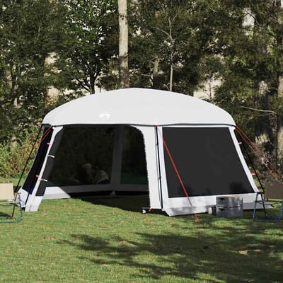 vidaXL - Zwembadtent - met - uitneembare - buiten- - gaaswanden - 618x532 - cm - grijs