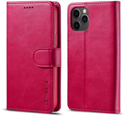 LC.IMEEKE Hoesje - Geschikt voor iPhone 12 Pro Hoesje - LC.IMEEKE Luxe Book Case - Roze