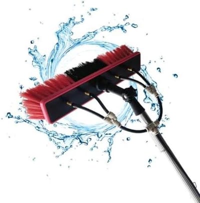 Telescopische borstel - Reinigingsstok - Hoge ramen wassen - Met waterslang - 3-9 meter - Grijs
