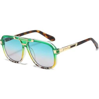 Nouveaux Lunettes de Soleil Carrées Dégradé Léopard de Luxe pour Femmes Rétro Métal Incrusté Design Tendance Personnalité Lunettes de Soleil pour Hommes UV400 as  picture