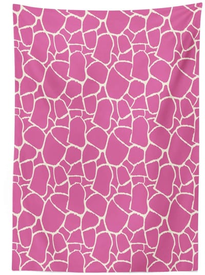 ABAKUHAUS Tafellaken – Geometrisch patroon – Satijn – 140x200 cm – Wit Roze