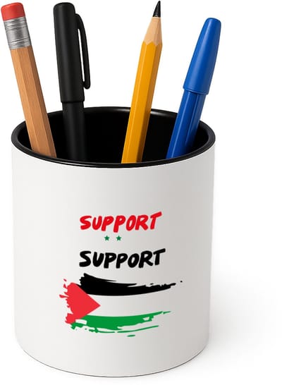 Hacebo® - Support Palestina Pennenbakje - Palestina - mensen die liefde willen geven aan Palestina - pennenhouder - degene die van Palestina houden - supporten - oorlog - verjaardagscadeautje - gift - geschenk - kado - Pennenbakje zwart