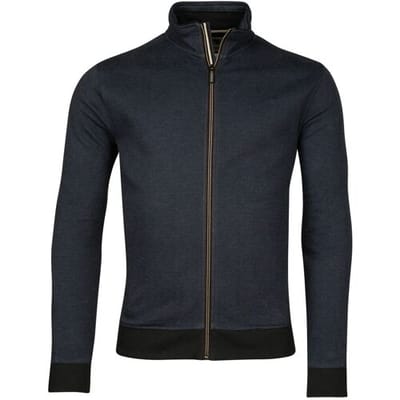 Baileys Vest Yarn Dyed Jacquard Doubleface Interlock Sweat Cardigan Zip Mid Denim Blue / male