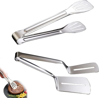 Roestvrijstalen BBQ-tangen voor vlees, salade en spaghetti - Set van 2, ideaal voor grillen en roosteren