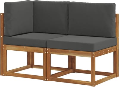 Outdoor bank set - Lounge meubels - Terras ontspannen - Massief acaciahout - 2 stuks - Natuur antraciet