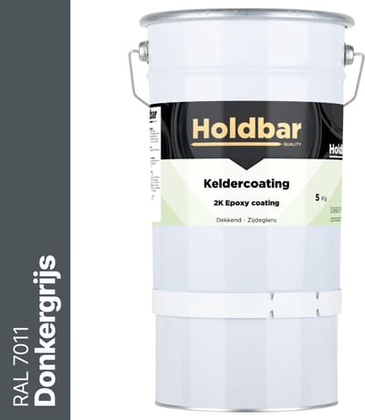 Holdbar Keldercoating Donkergrijs (RAL 7011) 5 kg - Kelder waterdicht maken - Alle Kleuren - Kelder Epoxy - Krasvast - Eenvoudig reinigbaar - Vochtregulerend - 2 Componenten