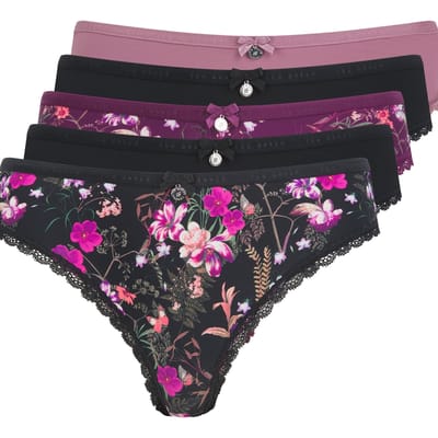 Ted Baker Tansy 5pk Brief Jet Black/black Print/witsful Mauve/dark Pur Größe: S | Unterhosen Outlet | Damen | Schwarz