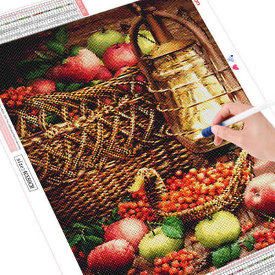 Peinture de diamant avec Kit rond complet de fruits, affichage de décoration de maison, broderie artisanale, Art mural de pomme 20X30CM