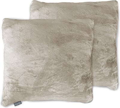 Eleganzzz Sierkussens Flanel Fleece - Beige - Sierkussens 50x50cm - Set van 2 Kussens - 100% Flanel Fleece Voorzijde - 100% Velvet Achterzijde