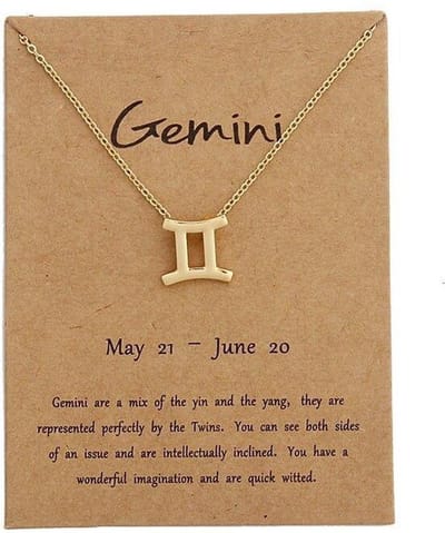 Bixorp Stars Tweeling / Gemini Ketting - Goudkleurige Ketting op Cadeau Kaartje - Sterrenbeeld / Zodiac Hanger