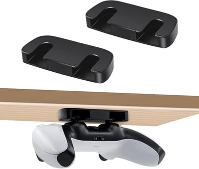 2 Stuks Controller Houder voor PS5 en PS4, Onder Bureau Opbergoplossing, Horizontale Tafelhouder met Plakband, Gaming Accessoires en Organisatie