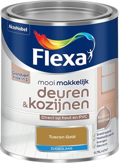 Flexa - Mooi Makkelijk Deuren & Kozijnen Zijdeglans - Tuscan Gold - Mengverf - 750 Ml