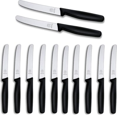RÖR Solingen Tafelmes met Kartel - RVS - Lemmet 10.5 cm - Zwart - 12 Stuks