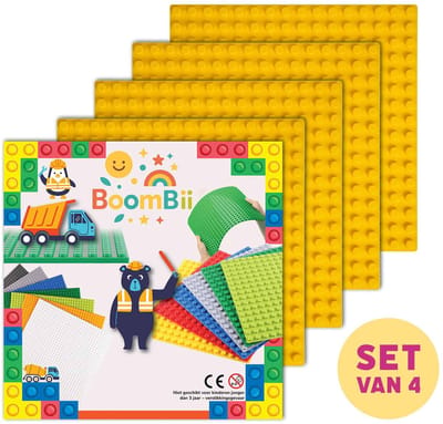 BoomBii bouwplaat geel - geschikt voor DUPLO - set van 4 bouwplaten