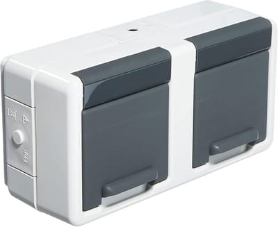 Dubbel Stopcontact SCHUKO 16A 250V Horizontaal - Grijs