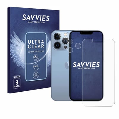 Savvies - Screenprotector voor Apple iPhone 13 Pro (Voor+Camera) - Folie Beschermfolie transparant 6 Stuks