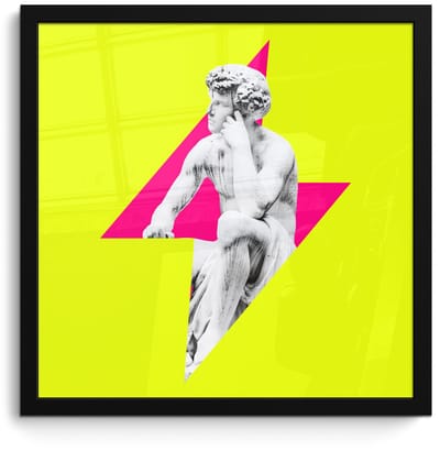 Poster in lijst - Fotolijst 40x40 cm - Posters - Beeld - Man - Bliksemschicht - Geel - Posterlijst zwart - Decoratie - Wanddecoratie woonkamer - Muurdecoratie slaapkamer