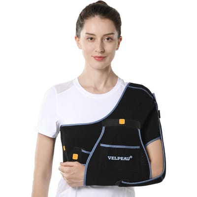 Écharpe d'épaule Velpeau réglable pour déchirure de la coiffe des rotateurs, blessure au coude, fracture et soulagement de la douleur rhumatismale pour hommes et femmes XL