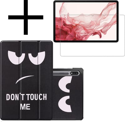 Hoes - Geschikt voor Samsung Galaxy Tab S8 - Met Screenprotector - Trifold Bookcase - Hard Cover - Hardcover Book Case - Tablet Hoesje - Don't Touch Me