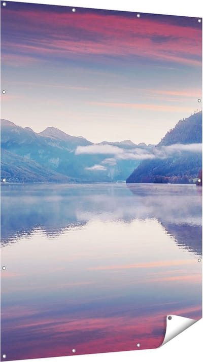 Gards Tuinposter Meer in de Bergen - 120x180 cm - Tuindoek - Tuindecoratie - Wanddecoratie buiten - Tuinschilderij
