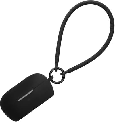 kwmobile oordopjes case geschikt voor Bose QuietComfort Earbuds hoesje - Oortjes cover met handstrap - In-ear koptelefoon hoes - Silicone in zwart