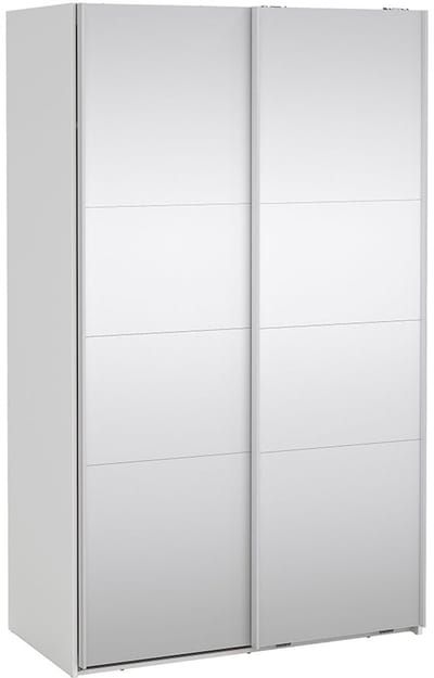 Catania schuifdeurkast 2 deuren met spiegel 120x200cm wit.
