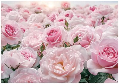 WALLARENA - Fotobehang - 150x105 cm - fotobehang met pastelroze bloemen voor slaapkamer en salon, vliesbehang