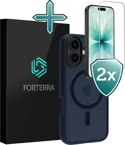 Hoesje Met 2x Screenprotector - Geschikt voor Apple iPhone 17 - Magsafe Compatible - Sterk & Shockproof - Shock Proof Case - Back Cover - Telefoon Hoes - Donkerblauw
