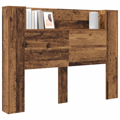 vidaXL Hoofdeinde Kast met LED met plank Oudhout 140 x 16,5 x 103,5 cm