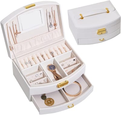 Juwelendoos Vrouwen - Reis opberger - Sieraden organiseren - Met spiegel - 20x16x10 cm - Zwart