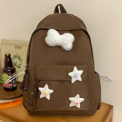 Schooltassen Basisschoolleerlingen Meisjes Middelbare Schoolleerlingen Effen Kleur Middelbare Schoolleerlingen Studenten Rugzakken brown