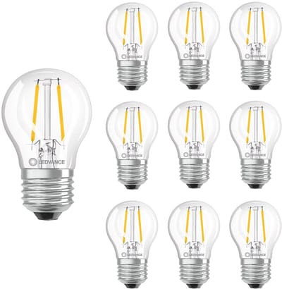 Ledvance LED Filament Lamp P45 E27 - 1.5W 136lm 2700K Ø45mm - Geschikt voor nachtlampen, vitrinekasten, sfeerverlichting - 10 stuks