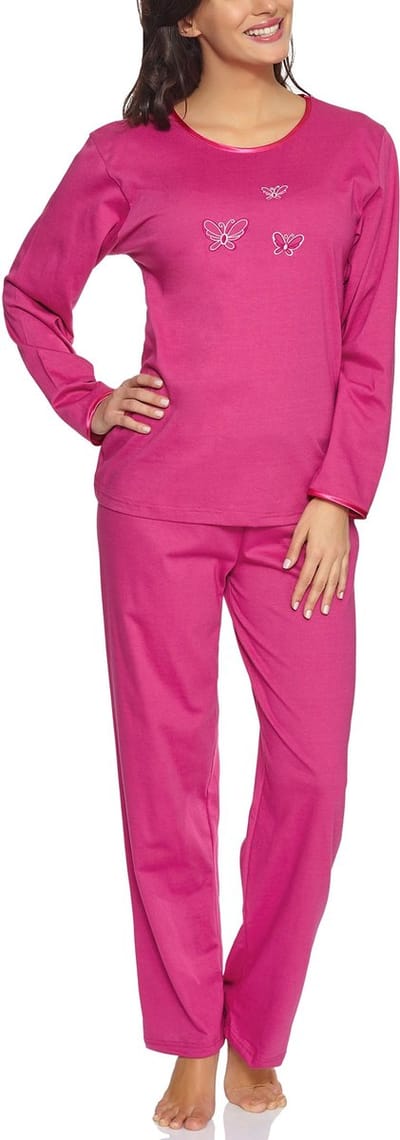 Merry Style Dames Pyjama - Lange mouwen - Lange broek - Katoen - MS-DR-Malwa-PJ - Amarant (Lange mouwen) - S