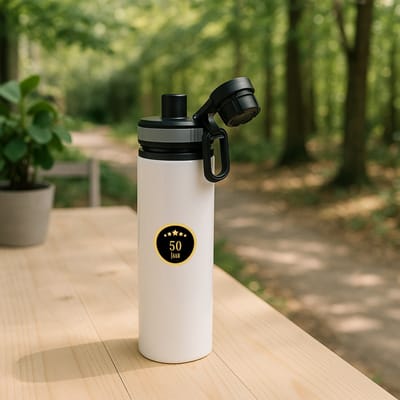 Hacebo® - 50 jaar waterfles met draaidop grijs - iemand die 50 jaar is geworden of 50 jaar lang een relatie hebben of getrouwd zijn - verjaardagscadeau - verjaardag - cadeau - kado - geschenk - gift - relatie - water fles - 850ML