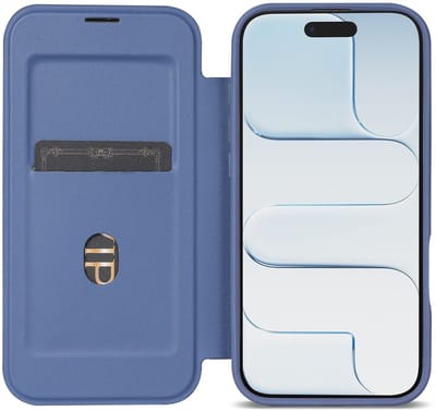 Portemonnee Hoesje Geschikt voor Apple iPhone Air | Compatibel met MagSafe | Wallet Book Case met Magneet | Beschermhoes met Pasjeshouder | Transparant / Blauw