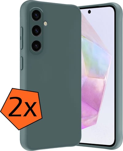 Hoes - 2 Stuks - Geschikt voor Samsung Galaxy A35 - Sterk & Shockproof - Case Siliconen - Back Cover - Telefoon Hoes - Donkergroen