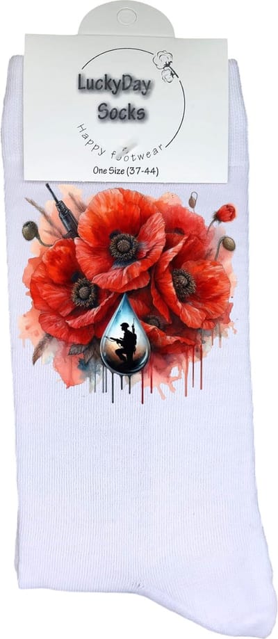 Klaprozen - Verjaardag cadeau - Grappige sokken - Print sokken - Leuke sokken voor heren en dames - Moederdag - Vaderdag - Cadeau voor hem en haar - Kerstcadeau - Vrolijke sokken - Valentijns cadeau - Soldaat - Socks waar je Happy van wordt - 37-44