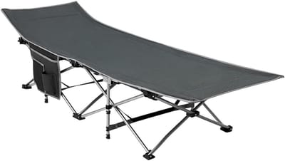 Opklapbed - Draagbaar bed - Buiten ontspannen - Ruimtebesparend ontwerp - 190x68x48 cm - Grijs
