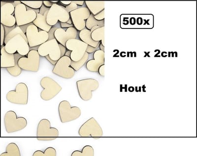 500x Confetti hartjes hout 2 x 2 cm - huwelijk valentijn liefde trouwen thema feest hart