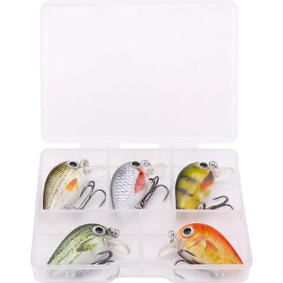 5 stuks Mini Vis Baars Vissen Lokaas Set 3cm 1.5g Mini Kunstaas Topwater Crank Wobblers voor Snoek Crankbaits Vissen veelkleurig