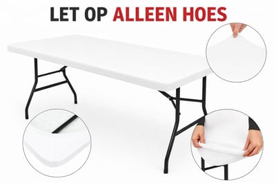 HEM Elastische Buffettafel Hoes 180x70 Wit – Tafelhoes voor Klaptafel – Buffettafelhoes Stretch – Hoes voor Tuin- en Campingtafel – Strakke Klaptafelhoes Wasbaar